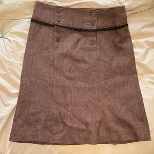 Brown Button-Detail Women's Skirt